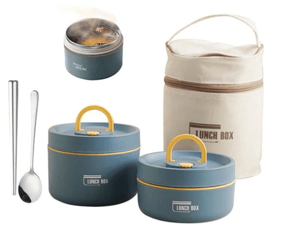 Kit Potes Térmicos + Lancheira e Talheres LunchBox