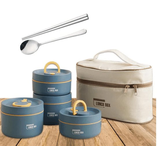 Kit Potes Térmicos + Lancheira e Talheres LunchBox